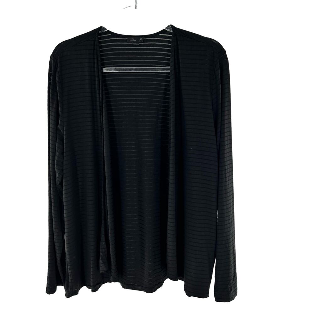J.Jill Size Large Black Wearever Collection Knit Striped Open Front Cardigan